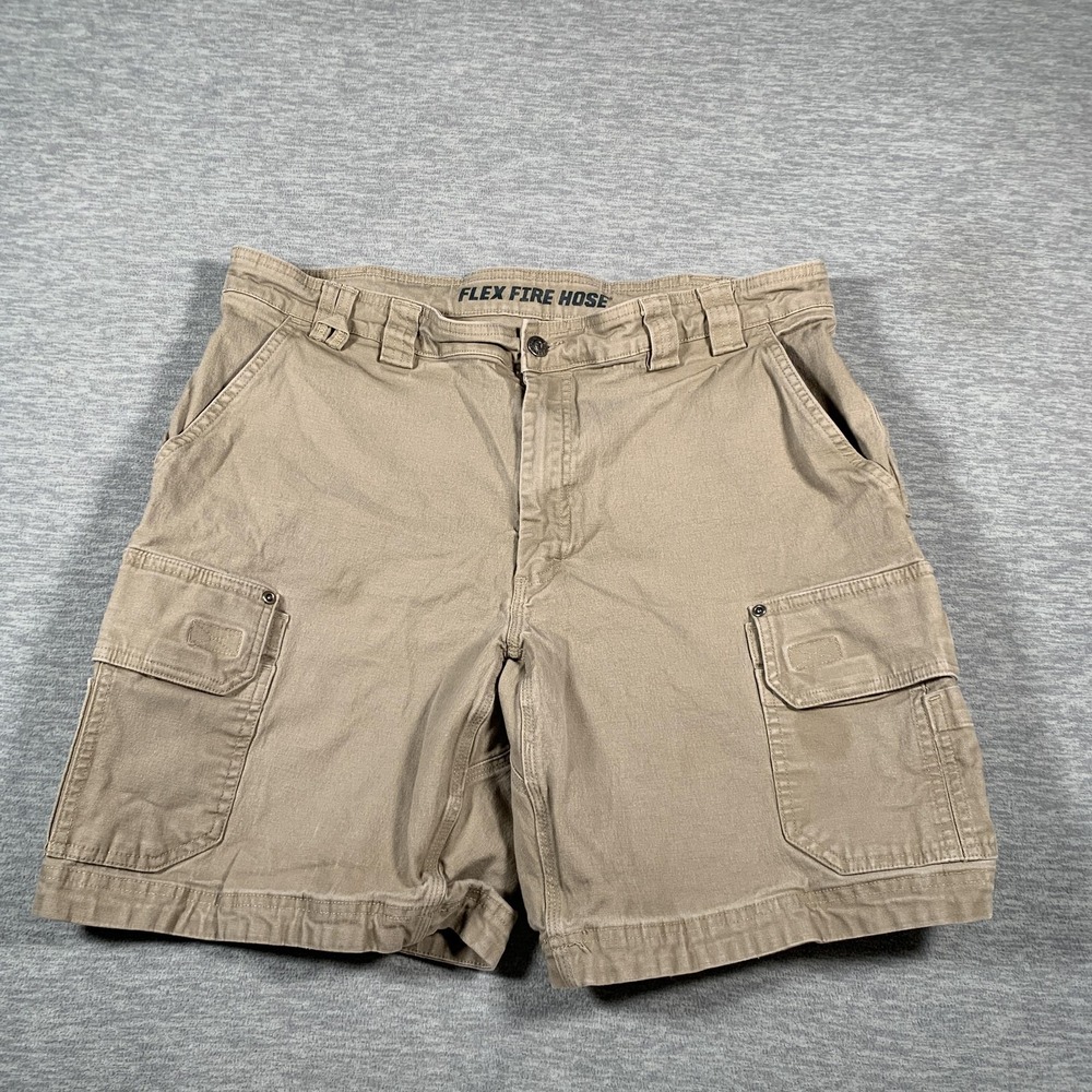 Duluth Trading Co Shorts Mens 40 Khaki Flex Fire Hose Cargo Canvas Workwear